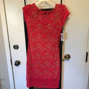 Cute Bodycon Pink Lace Dress